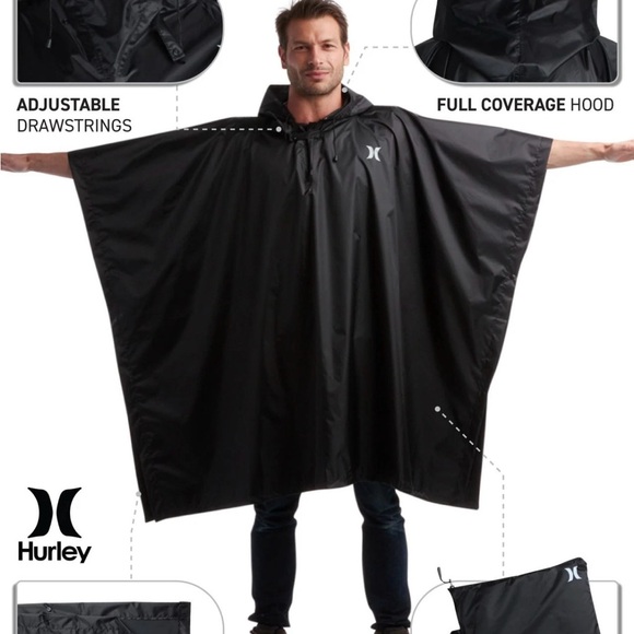 Hurley Ponchos Adult Durable Rain Poncho for Adults, Lightweight Packable new - Picture 1 of 7